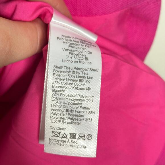 J. CREW Broadway Blazer in Stretch Linen Blend Hot Bubblegum Pink Sz 10 {TT44} - Picture 5 of 6